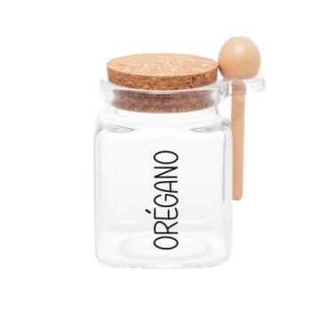 Imagem de Pote Vidro e Cortiça Quadrado (310 ml) Orégano - Lyor, Orégano