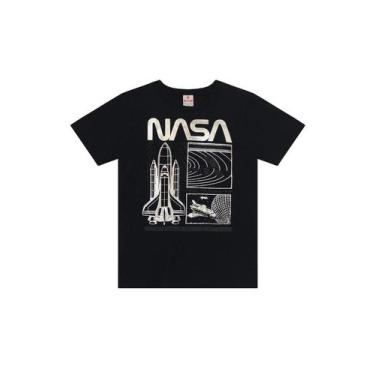 Imagem de Camiseta infantil menino da NASA em fóil Brandili, 10, Preto