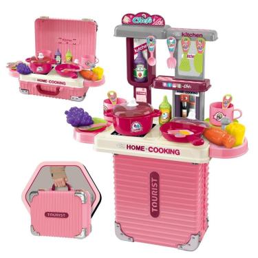 Imagem de Cozinha Infantil Bancada 3 Em 1 Maleta C/31 Peças Maxi Toys