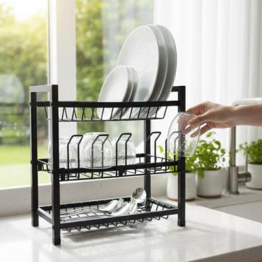 Imagem de Escorredor De Louça Triplo Anti Derrapante Cozinha Pia Industrial Supo