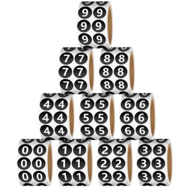 Imagem de Etiqueta Glenmal, 5000 peças, adesivos numéricos, 0,5", redondos, 10 r
