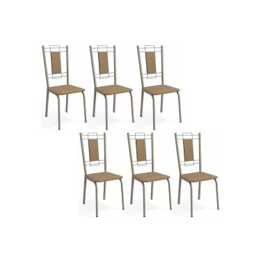 Imagem de Kit 6 Cadeiras de Cozinha Florença 2C005NK Aço 6 Un Niquel - Courano Capuccino - Kappesberg