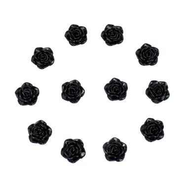 Imagem de Kit C/12 Miçangas em Resina Flor Rosa Negra 2 cm