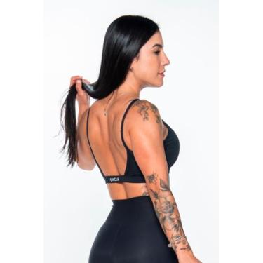 Imagem de Top Manu Preto Básico Academia - Chiclé moda fitness, M