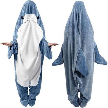 Imagem de Manta vestível com capuz de flanela supermacia para adultos Shark - wa