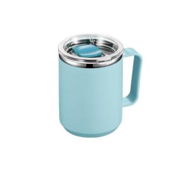 Imagem de Caneca de copo de café de aço inoxidável 450 ml Drinkware Caneca a vácuo de camada dupla garrafa de água isolamento isolado (azul claro)