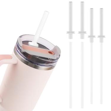 Imagem de 4 conjuntos de canudos de substituição compatíveis com Stanley 850 g, silicone dobrável 360° canudos dobrados reutilizáveis para Stanley 850 g, acessórios de canudos flexíveis de garrafa para peças de