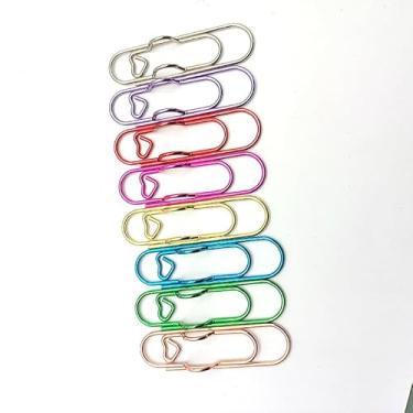 Imagem de Pacote com 15 clipes e suportes de caneta de metal coloridos para cadernos e papéis, clipes de papel, material escolar de escritório