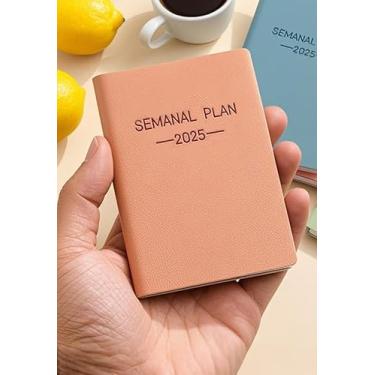 Imagem de Agenda semanal de bolso 2025 para bolsa de 7,8 cm x 10,6 cm - 12 meses (janeiro de 2025 a dezembro de 2025), agenda de tamanho de bolso, capa dura, notas, bolso, papel 100 GSM, rosa
