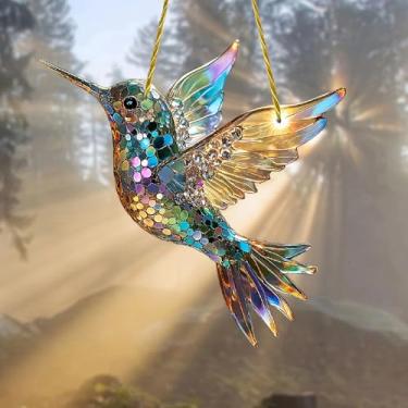 Imagem de Pendente de janela de vitral, decoração de janela suspensa - pássaro decorativo artístico para família, amigos e amantes de pássaros