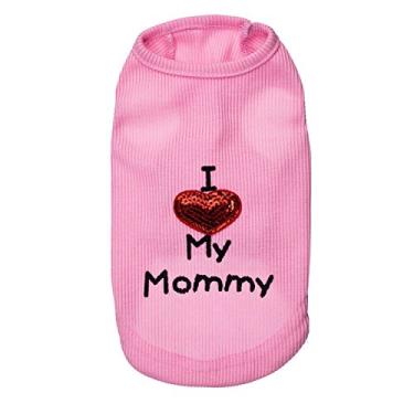 Imagem de Camiseta de cachorro I Love My Daddy/Mommy Cute Heart Vest Slogan Clothe para filhotes pequenos Chihuahua Poodle Xícara de chá Shiatsu Yorkie