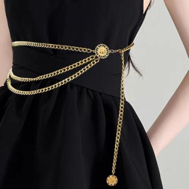 Imagem de Calça vintage multicamadas, cinto de corrente para mulheres, correntes de cintura para vestidos, jeans, correntes corporais em camadas, acessórios, Small, Metal não precioso, Sem Pedra Preciosa