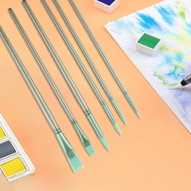 Imagem de Pincéis artísticos para aquarela, pacote econômico, 6 pincéis de diferentes tamanhos para aquarela, acrílico, tinta, guache, óleo, têmpera (verde)