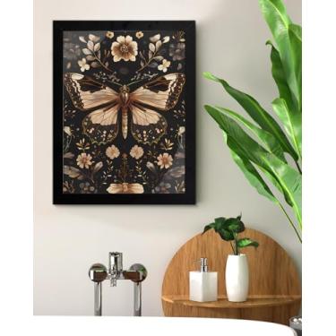 Imagem de Decoração de parede de borboleta floral borboleta bruxa escura Academia impressão pôster estética pintura emoldurada decorações de parede para casa fazenda 15 x 20 centímetros