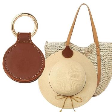 Imagem de Clipe magnético para chapéu para viagem em bolsa, suporte de chapéu de couro com ímã forte para bolsas, bolsas, mochilas, bolsas de bagagem, férias, acessórios de viagem para mulheres e homens, marrom