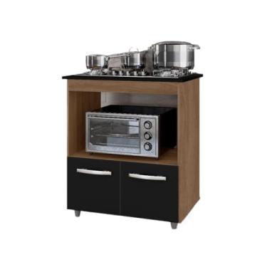 Imagem de Balcão Para Cooktop 4 Bocas 2 Portas Armário de Cozinha(4 Bocas Savana Preto)