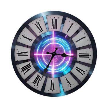 Imagem de Relógio de parede Futuristic Disc LED retrô de 30 cm com algarismos ro