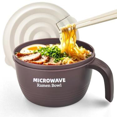 Imagem de Layron Tigela para panela de ramen - Tigela de macarrão de 1,275 g para micro-ondas Ramen em poucos minutos - Livre de BPA e pode ser lavada na lava-louças, conjunto com pauzinhos, perfeito para