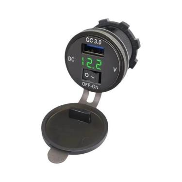 Imagem de Carregador De Carro USB Quick Charge 3.0 Com Display Digital Voltmeter