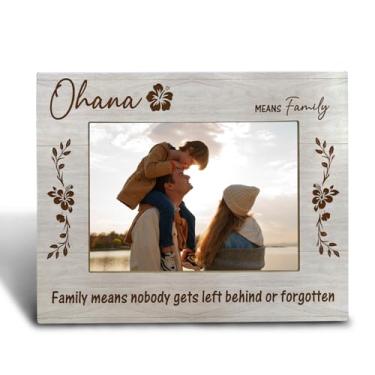 Imagem de FHUGX Porta-retrato de família 12 x 18 cm, moldura de madeira Ohana Means Family, presentes havaianos, presente de reunião da família do Havaí, presente para mãe, pai, avó, avô, presentes de
