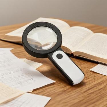 Imagem de Lupa com luz, 30X portátil grande 18LED, luz fria e quente com 3 modos, lupa iluminada para idosos, leitura, inspeção, moedas, joias, exploração, preto