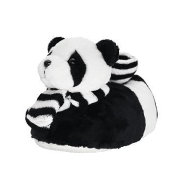 Imagem de Onmygogo Pantufas felpudas de animais para crianças pequenas e pequenas, alce girafa para meninos e meninas, Panda, 19-22
