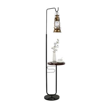 Imagem de Luminária de chão Candeeiro de pé rústico com bandeja, candeeiro controlo remoto, alto para sala estar que se adapta à decoração moderna do quarto