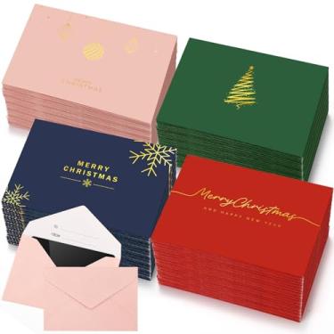 Imagem de Zhanmai 48 envelopes de cartão de presente de Feliz Natal, pequeno, porta-presente de Natal, sortidos, 9 x 7 cm, mini envelopes para dicas de Natal, moedas, presentes de saudação de ano novo, sem
