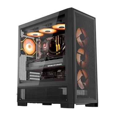 Imagem de darkFlash AIR NOVA Capa para PC E-ATX Full Tower, capa para jogos ventilada de seis lados, radiador de até 420 mm, montagem vertical GPU, conexão traseira, tipo C, alto fluxo de ar, 7 x ventoinhas PWM