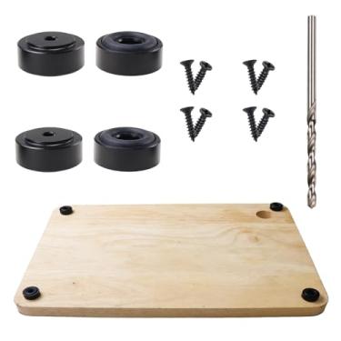 Imagem de Nihfien Pés de metal com parafusos, bloco de açougueiro de 2 x 0,36 cm, almofadas antiderrapantes para madeira, tábua de corte de bambu (conjunto com 4), preto