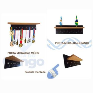 Imagem de Porta Medalhas e Troféu Com Ganchos e Prateleira MDF - A Loja do gring