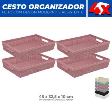 Imagem de Kit 4 Cestos Organizador Armário Gaveta Lavanderia G 45x32 - Jaguar, R