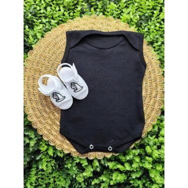 Imagem de Conjunto Sandalia Com Body Liso Regata Bebe Menino Roupa Verão Estampa