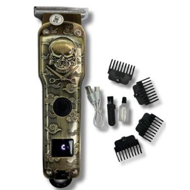 Imagem de Máquina de Cortar Cabelo e Barbear Profissional Sem Fio Metal com Disp