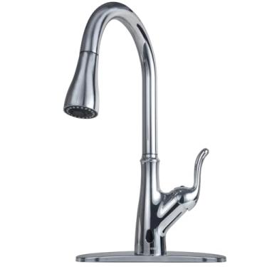 Imagem de Torneira de cozinha de toque com tecnologia Touchless, torneira de pia de cozinha inteligente com pulverizador de puxar para baixo, toque em bar de cozinha ativado cozinhas de fazenda, trailer