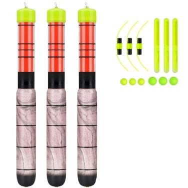 Imagem de QualyQualy Boias De Pesca Iluminadas, Pesadas, Vara Para Peixe-Gato, Bastões Luminosos, Madeira Brilhantes Iscas Grandes, 8 Pol., 10 12 3 Peças (8 Pol. - Peças)