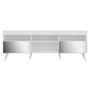 Imagem de Rack Retrô Com Espelho Para Tv Até 65´´ Com 2 Portas Branco