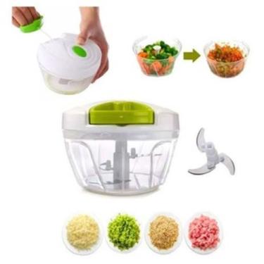 Imagem de Kit 2 Mini Processador Triturador de Alimentos Manual 3 Lâminas Aço Co