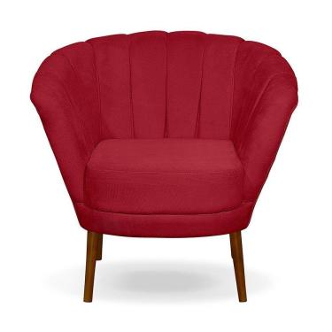 Imagem de Poltrona Cadeira Pétala Flor Decorativa Suede Vermelho