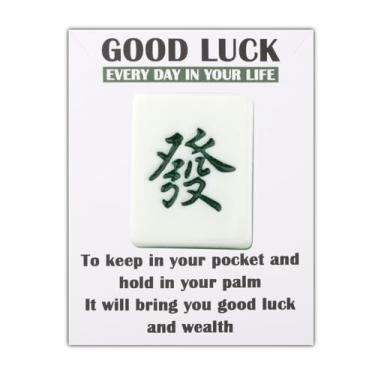 Imagem de FEELMEM Amuleto de Mahjong chinês de boa sorte, presente da sorte para jogadores amantes de jogos de tabuleiro ou colega de trabalho (prata)
