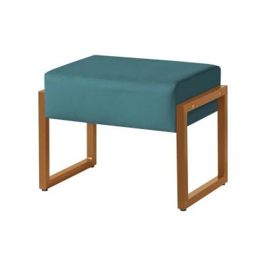 Imagem de Puff Decorativo Vegas Estofado Base De Ferro Veludo Azul