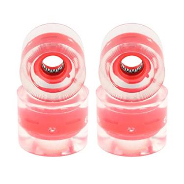 Imagem de Pacote com 4 rodas de skate longboard para crianças, rodas flash de 60 mm 78A, material PU, para andar de rua, skate elétrico, mini cruiser, rolamento ABEC-9, substituição - vermelho