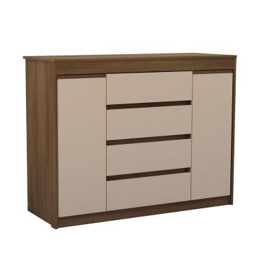 Imagem de Cômoda 2 Portas 4 Gavetas Com Sapateira 123cm Uni Luciane Móveis