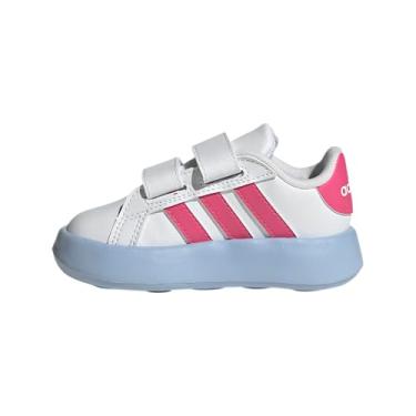 Imagem de adidas Tênis infantil Grand Court 2.0, Branco/Pulse Magenta/Azul, 20