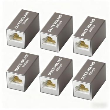 Imagem de Dutevolns Acoplador Ethernet de 10 Gbps, adaptador de expansão com revestimento de liga de alumínio, conector RJ45 fêmea para fêmea, extensor Ethernet para cabo Cat8 Cat7 Cat6 Cat5, extensão de longa