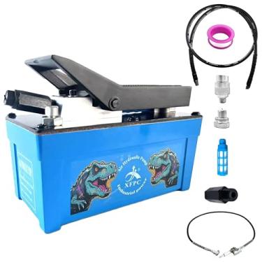 Imagem de Bomba hidráulica de ar 0,45 Gal 10.000 PSI Reservatório NPT 3/20.3 cm Saída de óleo, NPT 1/10.2 cm, bomba de pé hidráulica a ar feita de alumínio com mangueira hidráulica de 2 m e mangueira pneumática