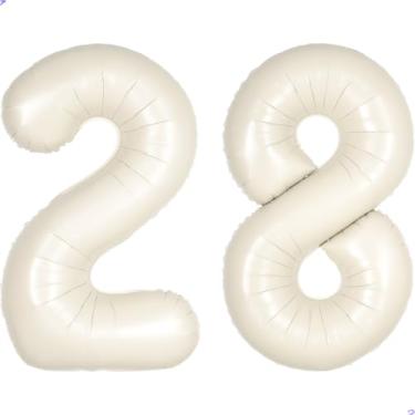 Imagem de Balão branco creme número 28 82 para decorações de primeiro aniversário, 101,6 cm, bege enorme, balões de 18 anos, 28 balões, decoração de festa de aniversário, lembrancinhas de festa, suprimentos