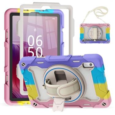 Imagem de Bkinew Capa para tablet Lenovo Tab M9 22.9 cm 2023 (TB310FU/TB310XU) com protetor de tela, capa de proteção totalmente robusta com alça de mão e ombro suporte giratório 360 para meninas, rosa