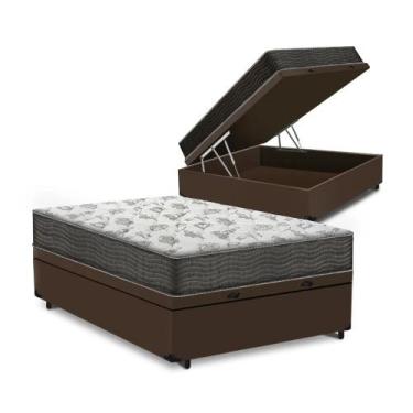 Imagem de Cama Box Baú Casal Marrom Colchão ISO 100 D33 - Ortobom - Alto Nivel /