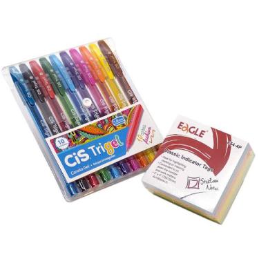 Imagem de Caneta Trigel CiS 10 Cor + Bloco StickEase Note Eagle 4 Cor